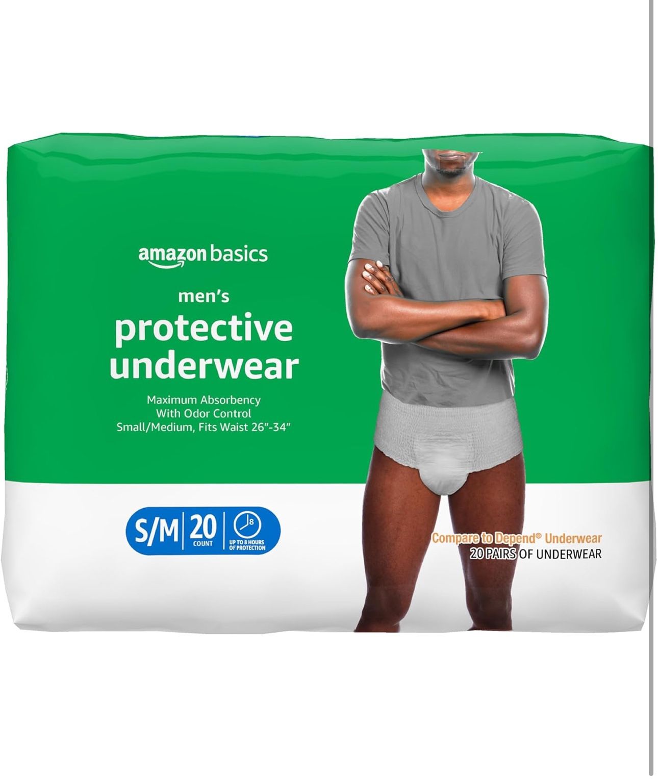 Underwear for Men, Maximum Absorbency, Small/Medium, 20 Count (2 Packs) 40 total