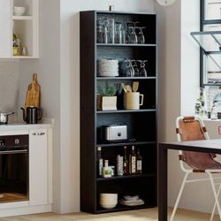 Bookcases Floor Standing 6 Tier Shelves 70in Tall for Home Office Industrial Black
