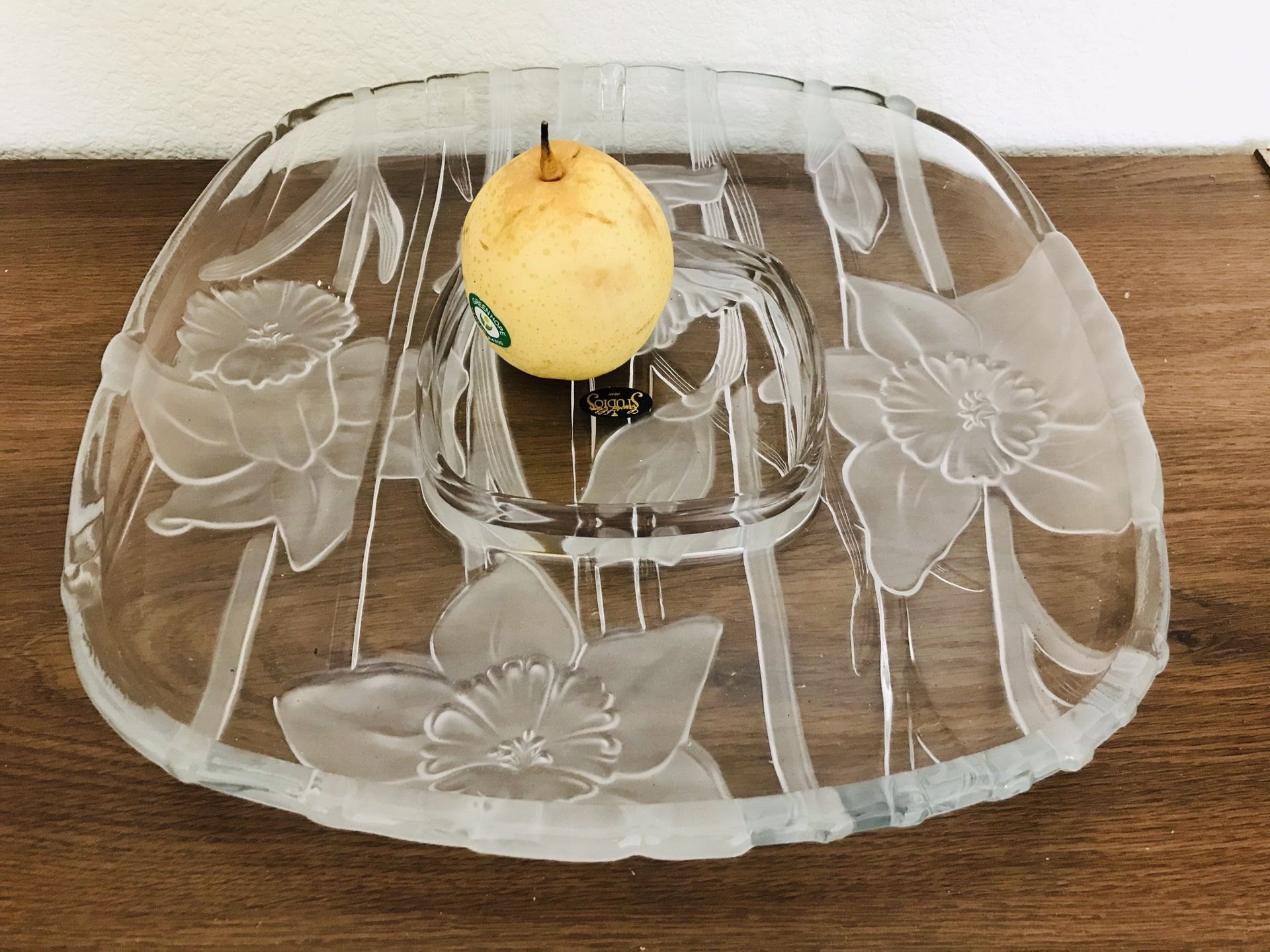 13” Japanese Crystal Glass Fruit Plate