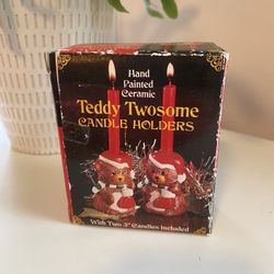 1984 Teddy Twosome Candle Holders