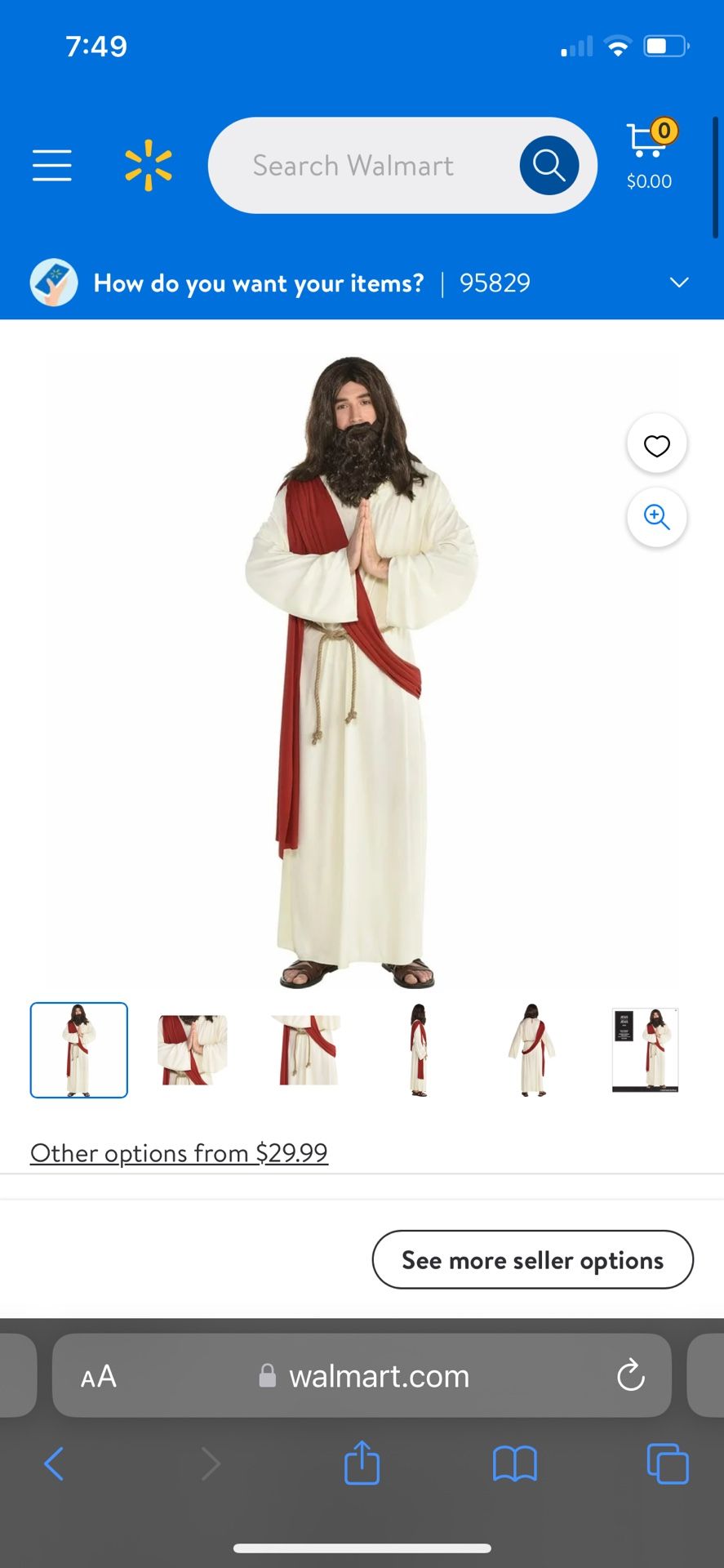 Amscan Jesus Halloween Costume for Men, Standard Size, Includes Robe with Sash and Belt