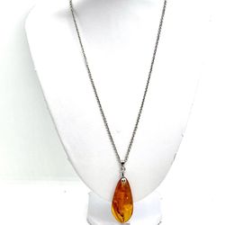 Silver Tone Amber Necklace