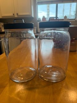 Glass Storage Jars with Black Lids - Set of 2