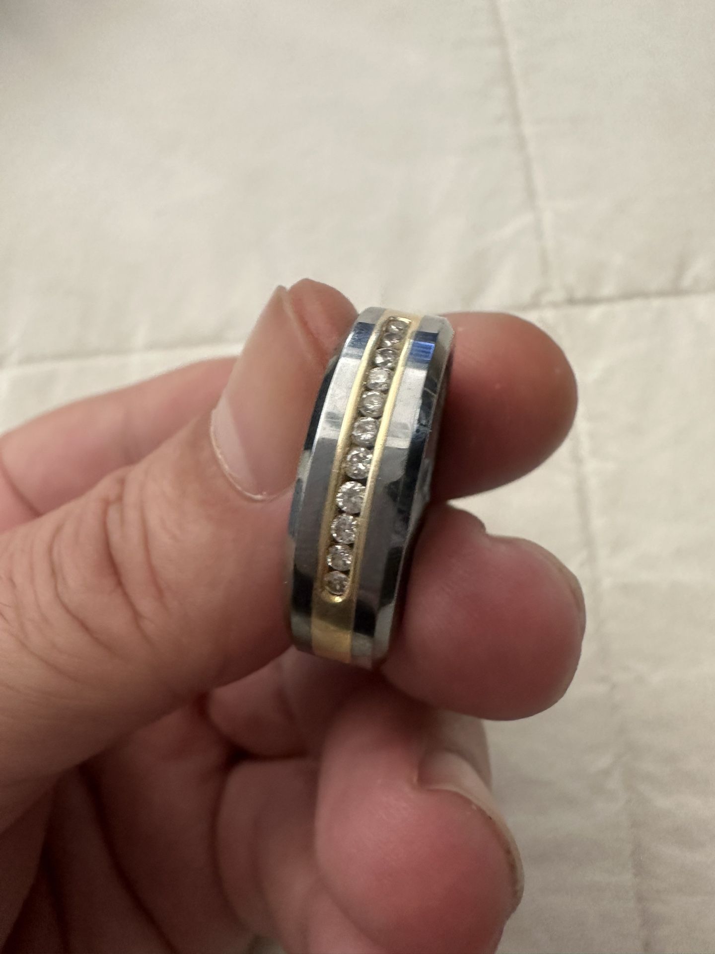 Tungsten CARBIDE Diamond 0.25ctw Wedding Ring Size 10