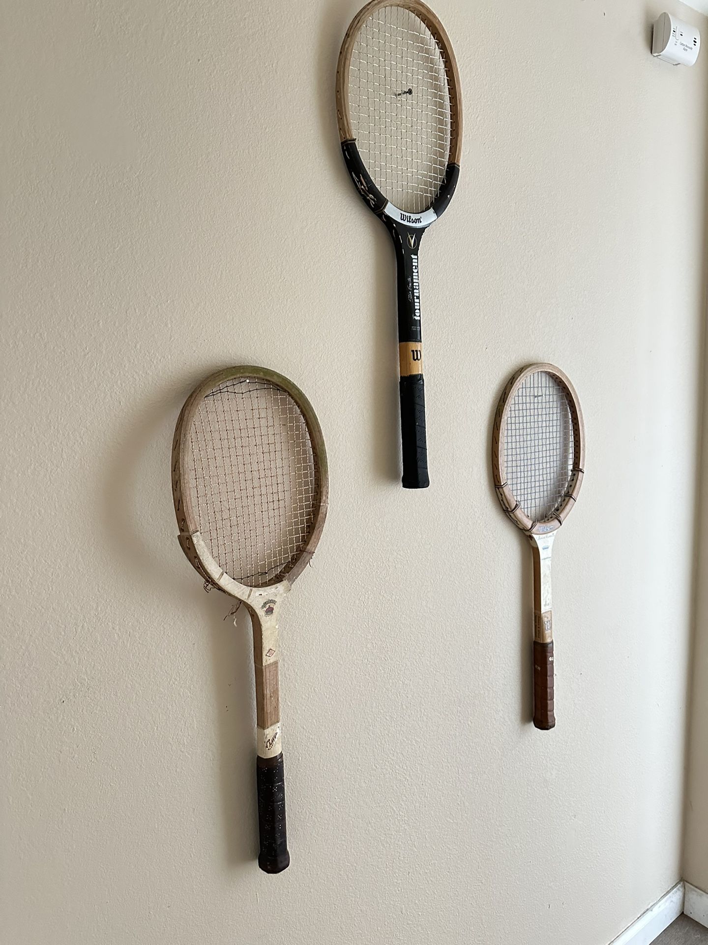 Decorative Vintage Wood Rackets Wilson cabin, Airbnb man cave