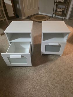 Ikea BRIMNES Bed Side Tables With Drawers - White