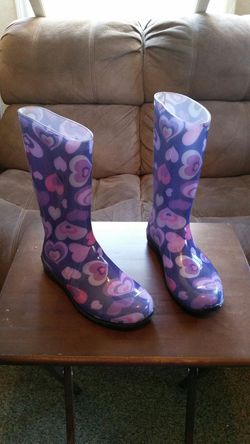 Purple Hearts Rain Boots