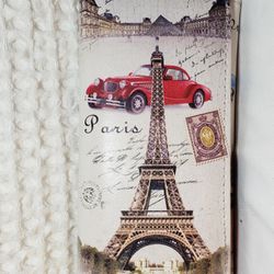 Paris pattern double fold wallet 