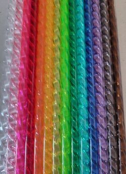 10.25" 12" Swirly Shiny Glossy Wavy Replica Starbucks Bling Straw Neon Pink Fluorescent Lime Red Clear Blue Blk Yellow Rainbow Reusable Tumbler Straw
