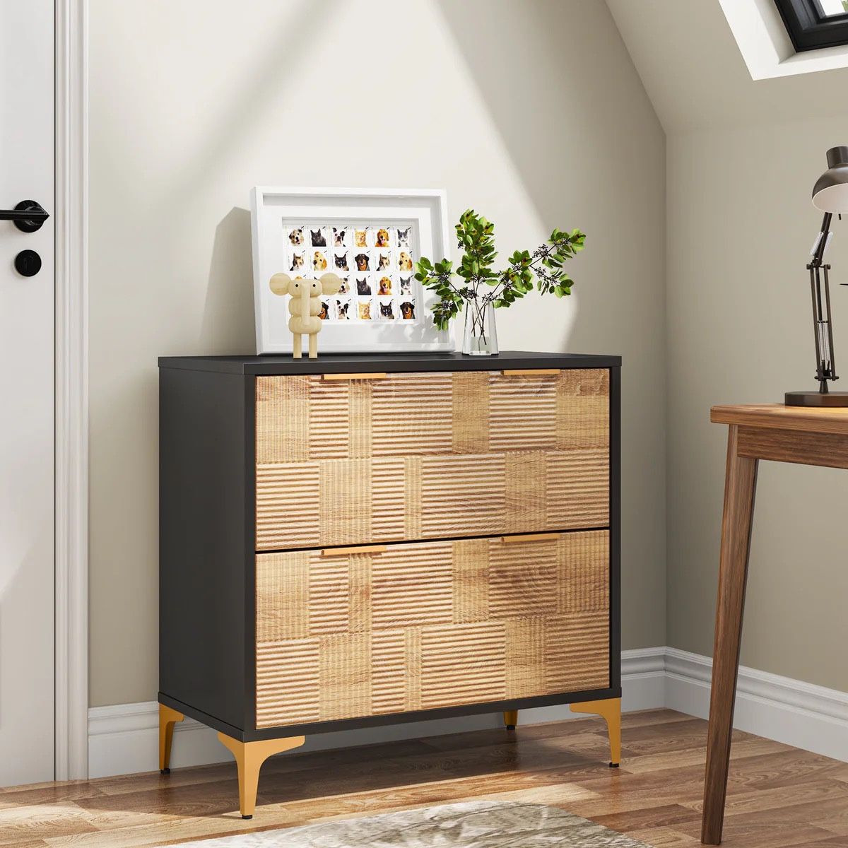 2-D-raw-er F-ile C-abi-net, Modern Filing Cabinet with Adjustable Hanging Bar