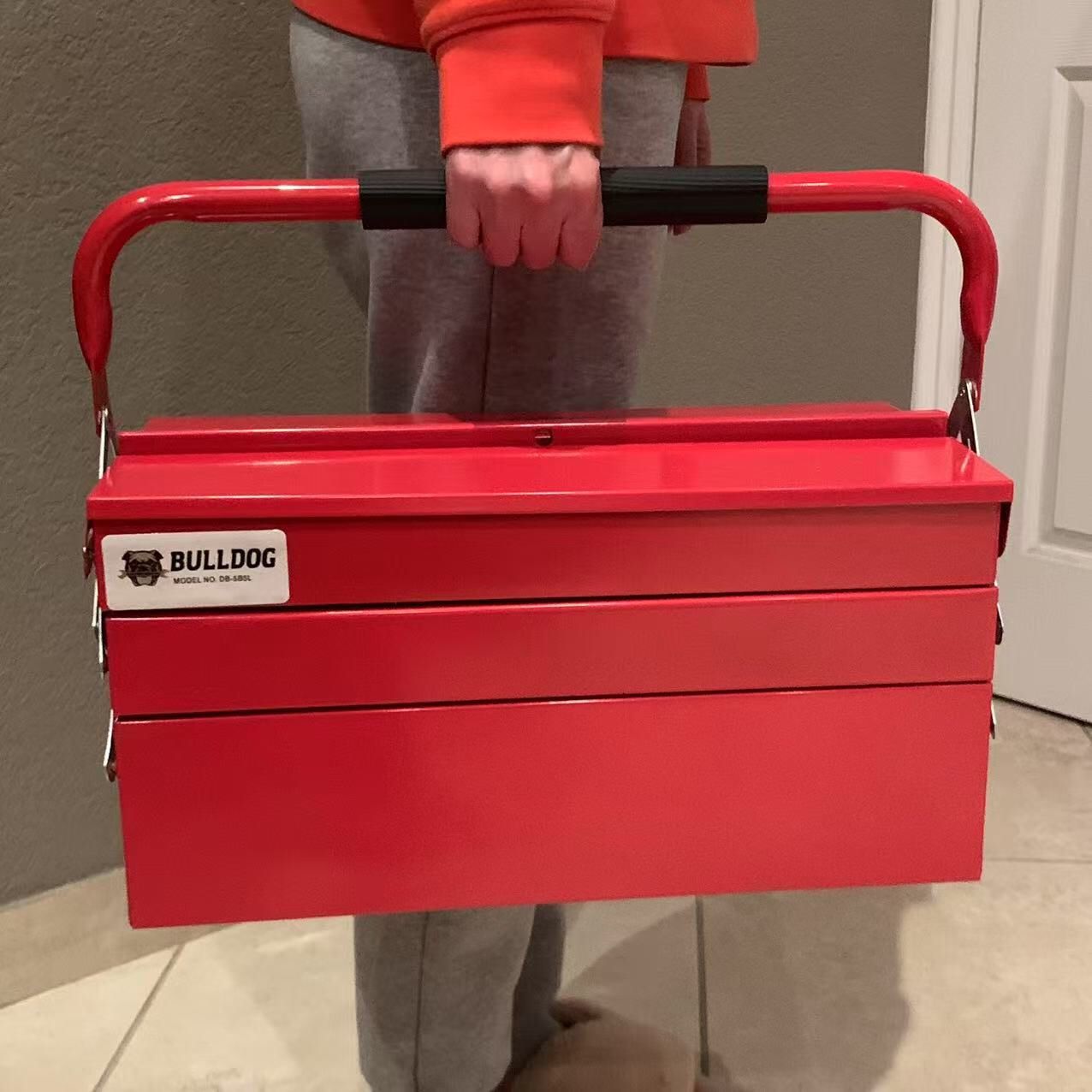 NEW Metal Tool Box Steel Toolbox With Tools Expandable Multi Tier Tool Box