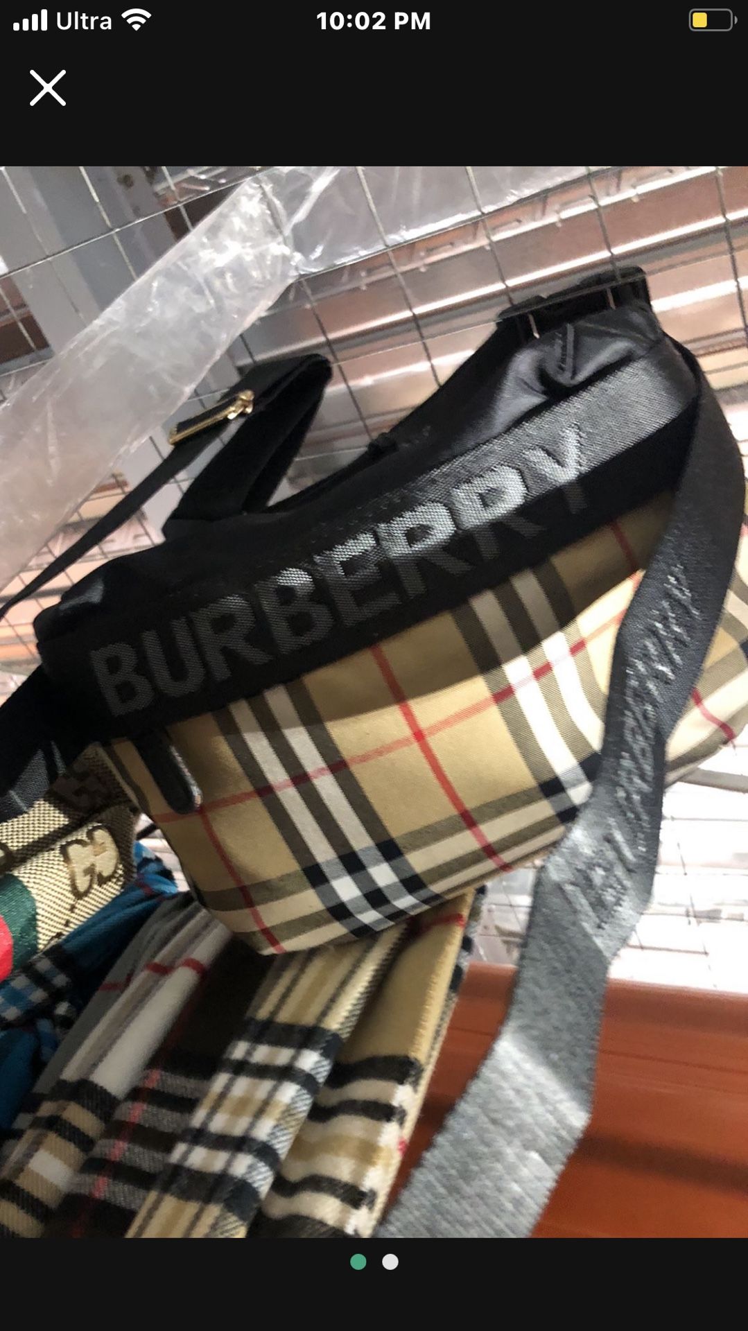 Crossbody Nylon and leather vintage check