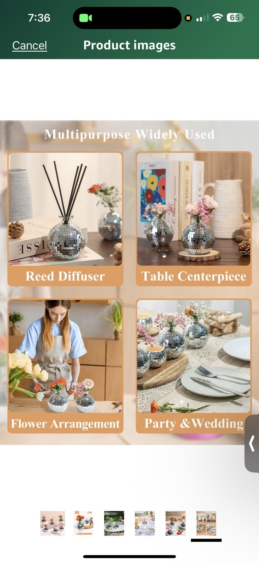 vprime Sponsored B Brand: RGBDOT 4.6 * * ★ * * (169) Disco Ball Vase for Centerpieces Disco Ball Planter for Flowers Silver Mirror Glass Disco Ball D