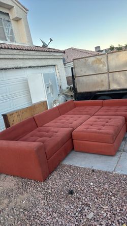 Large Tufted Sectional Sofa with Ottoman