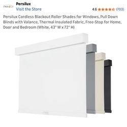 Persilux Blackout Roller Shades for Windows, Cordless, Linen Fabric, Roller Blinds, Thermal Insulated Fabric UV Protection, Window Shades for Home, Of