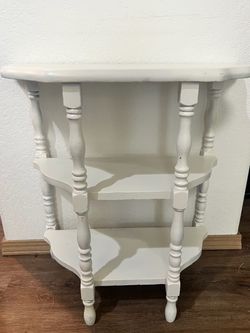 White Wood 3-Tier Table 24”w x 18.5”H