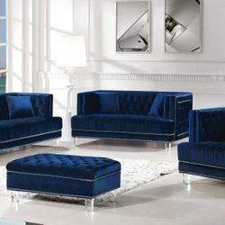 Lucas Navy Velvet Living Room Set

