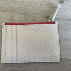 Women’s J Crew pebbled leather card/coin case pink 