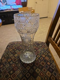 American Brilliant Period (ABP) cut crystal corset vase