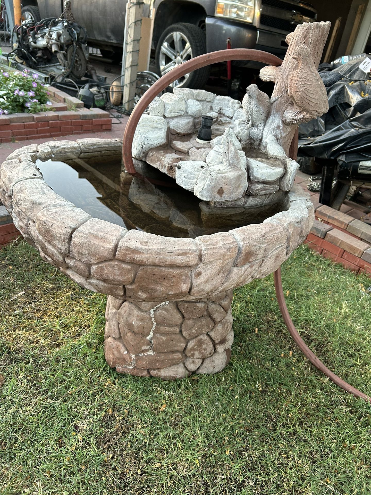 Bird Bath With Water Fall