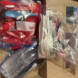 Box Of Plastic Utensils. 