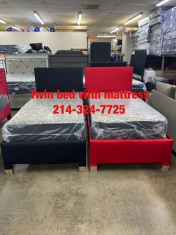 Twin beds with mattress