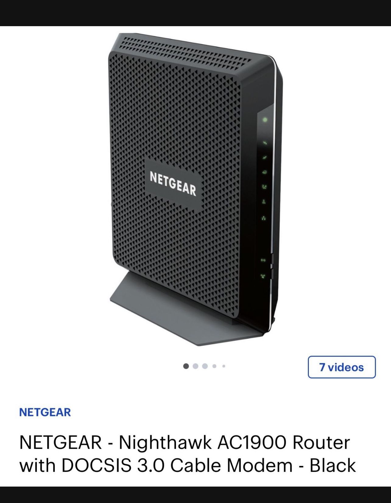 $!!!80 AC1900 WiFi Cable Modem Router (C7000) Nighthawk® DOCSIS® 3.0 1.9Gbps Two-in-one Cable Modem +WiFi Router like new barely used 