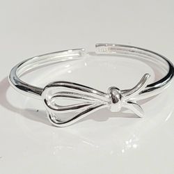 925 Sterling Silver Women's Bow Cuff  Bracelet Band Gift