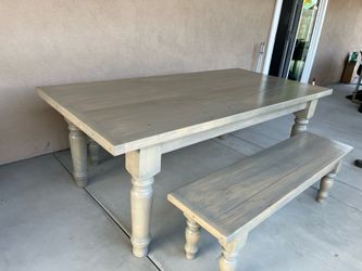 Dining table with two benches