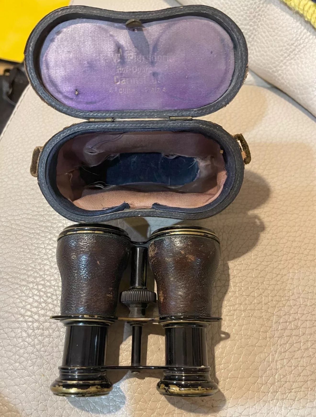 Emil Busch Rathenow Antique WWI Field Binoculars w Leather Case Germany