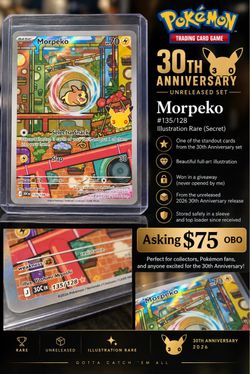 Pokémon Morpeko 135/128 30th Anniversary Card – Unreleased 2026 – Rare
