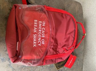 Sprayground Backpack In Case Of Emergency Break Shark Red Clear New US Limited