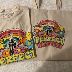 Vintage COKE TSHIRT AND TOTE BAG! size Large and new with tags! 