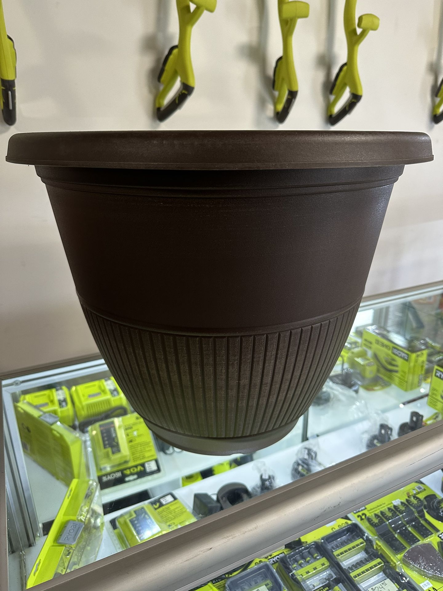 20 in. Rene Dark Brush Plastic Planter