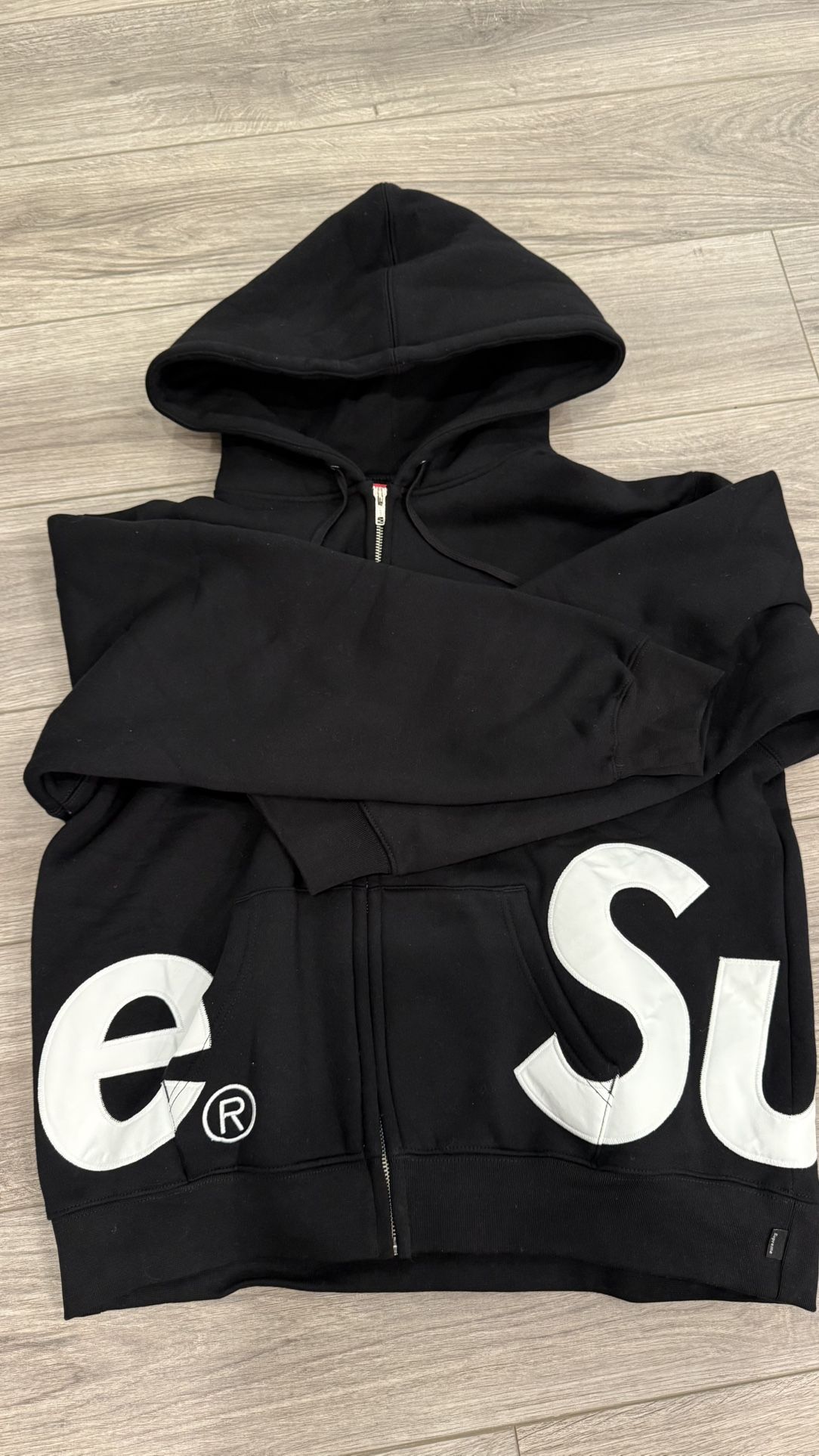 2025 Supreme Big Logo Zip Up Hooded Sweatshirt 'Black'