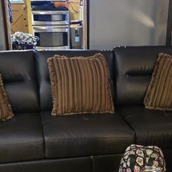 DARK BROWN LEATHER COUCH , LIGHT BROWN COUCH 