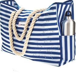 SHYLERO Beach Bag and Pool Bag Has Airtight Pouch, Magnetic Snap Closure. Beach