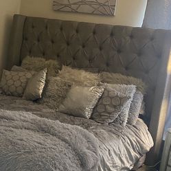 King Size Gray Bed Frame