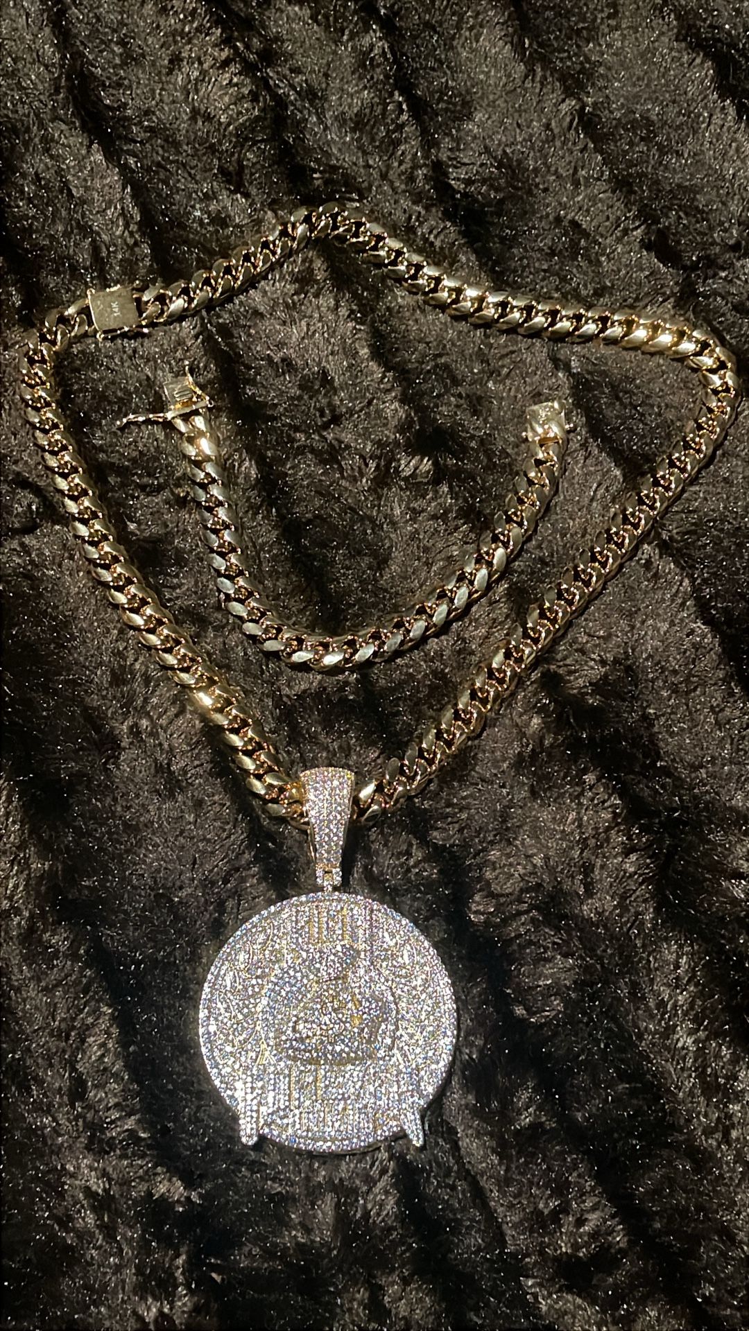 Big Diamond Pendant Cuban Set