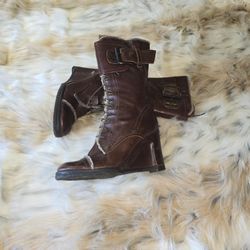 Apepazza Flute 4 Inch Wedge Heel Lace Up Boots