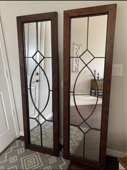 2 matching brushed brown metal mirrors. 20” x 68”