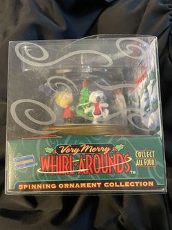 Vintage 1999 Blockbuster Very Merry Whirl-Arounds Spinning Christmas Snoopy, Charlie Brown and Lucy Ornament