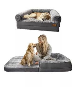 BINGOPAW Giant Orthopedic Dog Bed w/Waterproof & LeatherTrim for Pets