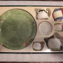 Vintage 1994 7 Piece Golf Themed Mini Tea Set New Original Box Antique 