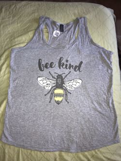 Womens Bee Kind Tank Top Racer back Grey XL Ladies Anvil Super Soft Tri Blend