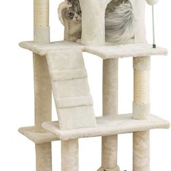A422  63.8 inches Multi-Level Cat Tree for Large Cats with Sisal-Covered Scratching Posts, Padded Platform, Hammock and Condo,Stable Cat Tower Ca