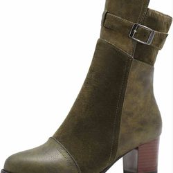 New Women's Block Heel Vintage Chelsea Boots 6.5