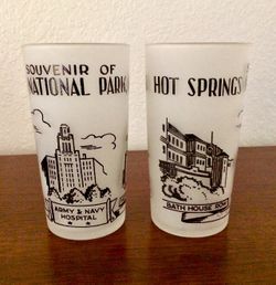 2 Vintage Arkansas Souvenir Drinking Glasses