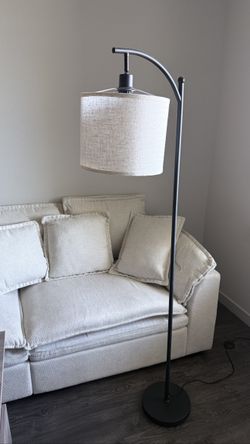 Arc Floor Lamp with Linen Shade - 60 in - 3 Color Temperatures