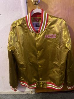 Men's San Francisco 49ers Mitchell & Ness Gold Heavyweight Full-Zip Satin Jacket